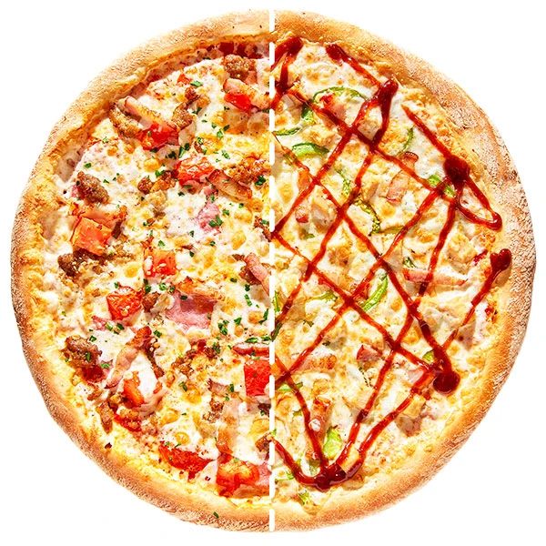 Пицца Мясной пир + Чикен Барбекю 36 см